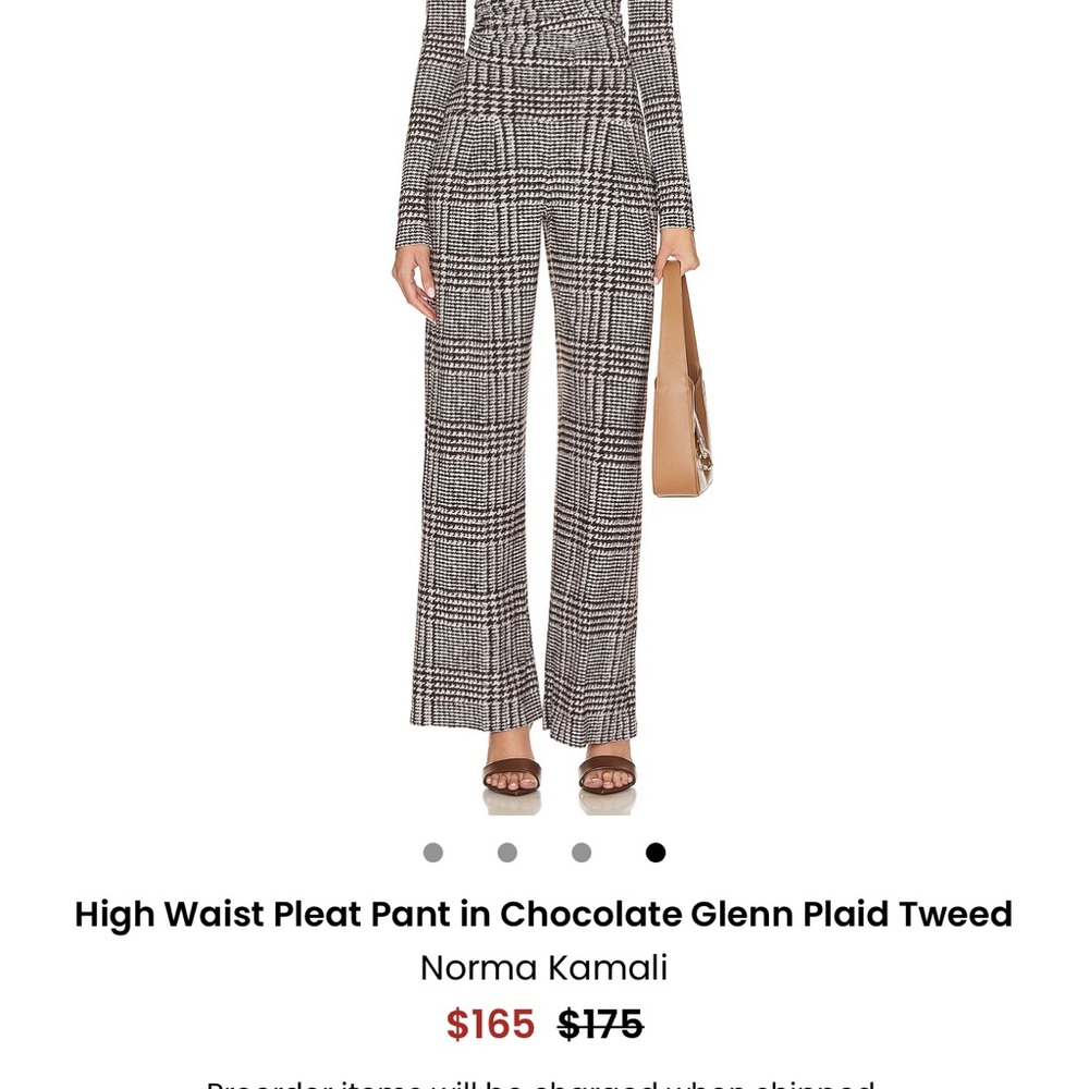 Norma Kamali Chocolate Glenn Plaid High Waist Pants